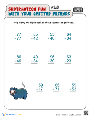 Critter Subtraction Fun 13