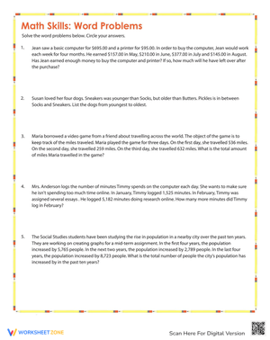 Math Skills Test: Word Problems