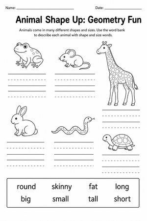Printable Animal Adjectives Worksheet | Grade 1