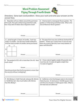 Word Problem Assessment: Fourth Grade