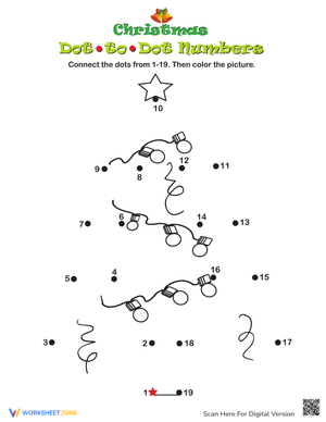Christmas Tree Dot to Dot Worksheet