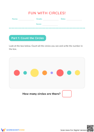 Printable Counting Circles Worksheet for Kindergarten