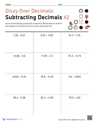 Practice Decimal Subtraction