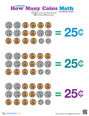 Counting Coins Worksheet for Beginners