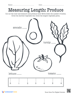Vegetable Measurement: Measure First Worksheet
