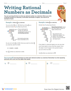 Writing Rational Numbers as Decimals