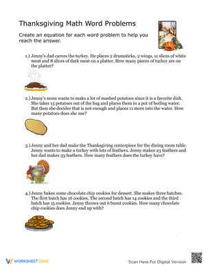Thanksgiving Word Problems: Math Practice
