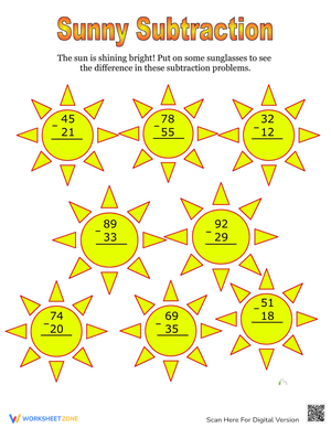 Subtraction Practice Problems Worksheet