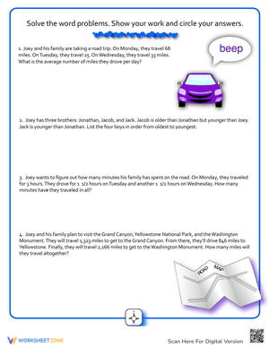 Word Problems: Road Trip