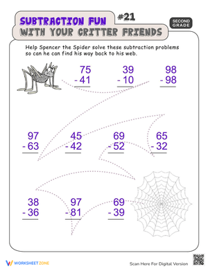 Critter Subtraction Practice Worksheet