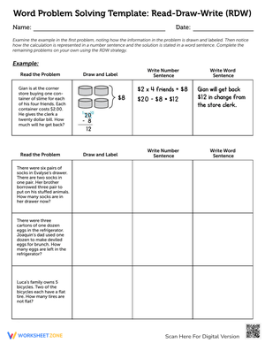 Word Problem Template: Read, Draw, Write
