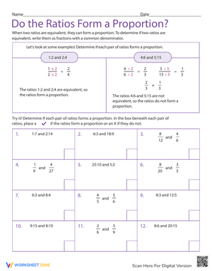 Do the Ratios Form a Proportion Worksheet