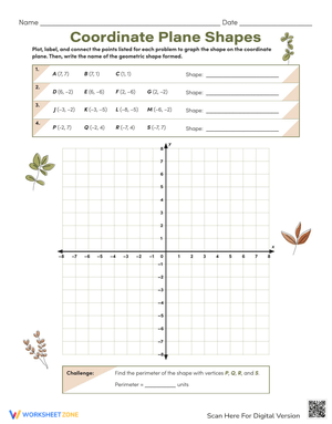 Coordinate Grid Shapes Worksheet