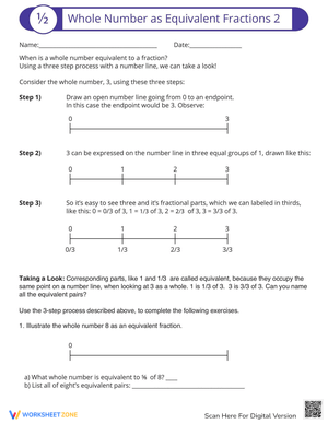 Whole Numbers Equivalent Fractions Worksheet