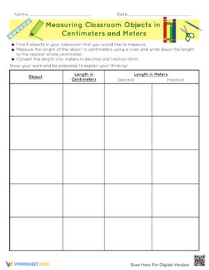 Measure Classroom Objects in Centimeters & Meters