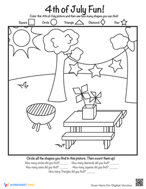 4th of July Shapes Recognition Worksheet