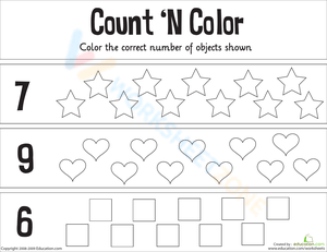 Count and Color Numbers Worksheet