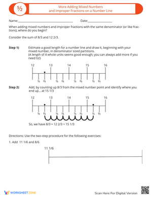 Adding Mixed Numbers on a Number Line 