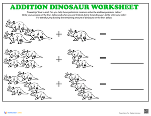Triceratops Addition Worksheet