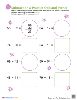 Odd Even Subtraction Practice