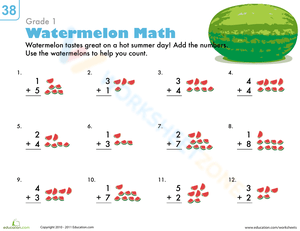 Watermelon Addition Worksheet