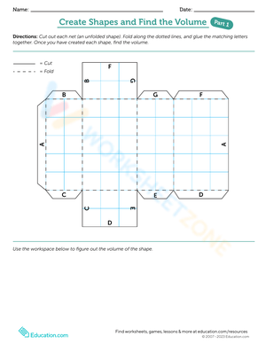 Create Shapes and Find the Volume Worksheet