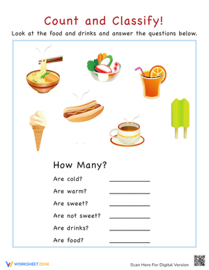 Count and Classify Food Worksheet