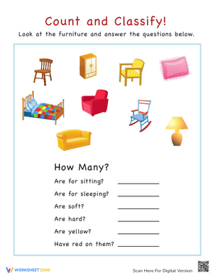 Count and Classify Furniture Worksheet