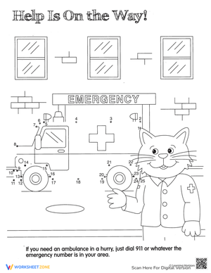 Ambulance Dot to Dot: Number Sequencing Fun