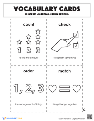 Vocabulary Cards: Monkey Counting