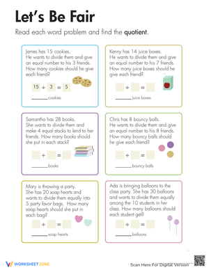 Fair Division: Division Practice for Third Grade