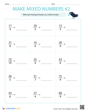 Math Mixed Fractions: Practice Fractions