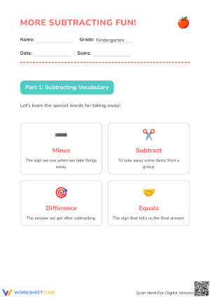 Kindergarten Subtraction Fun — Essential Printable Worksheet