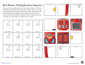 Build Robot Multiplication Worksheet