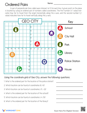 Learn Coordinate Grid Map Skills with this Worksheet