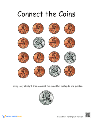Connect the Coins Math Worksheet