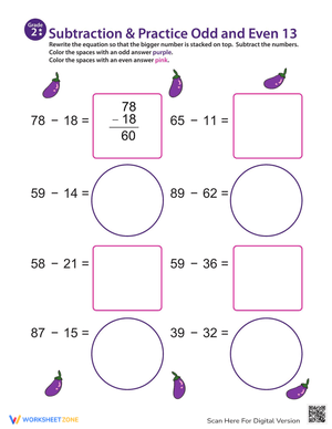 Subtraction Odd and Even Numbers