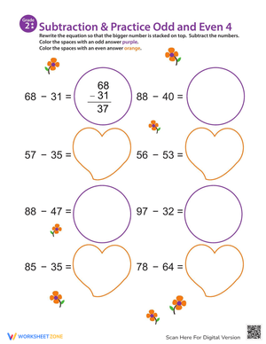 Subtraction with Odd and Even Numbers