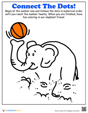 Connect the Dots Elephant Worksheet