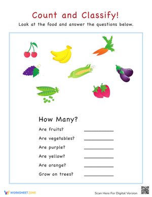 Classify Fruits and Vegetables Worksheet