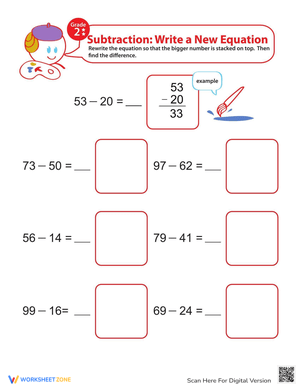 Write Subtraction Equations Worksheet Practice