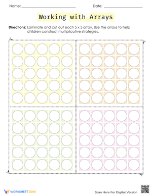 Working with Arrays Math Worksheet