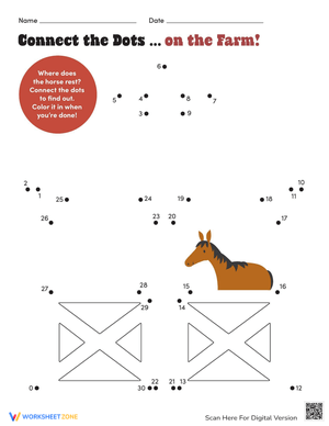 Connect the Dots on the Farm Worksheet