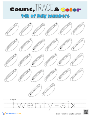 Count, Trace, and Color Number 26 Worksheet
