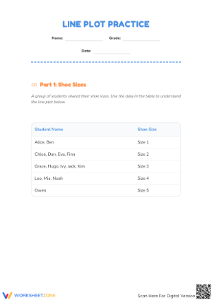 Printable Grade 2 Math: Line Plot Practice Worksheet