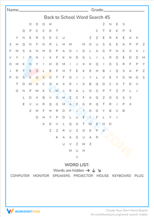 Back to School Word Search Fun