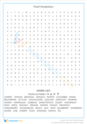 Food Vocabulary Building Worksheet