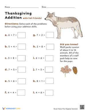 Fall Friends Addition Practice for Kids