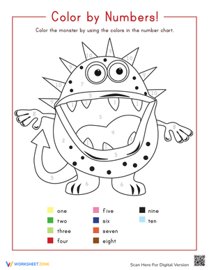 Color by Number 1-10 Worksheet