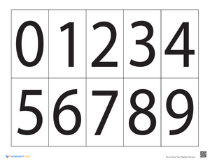 Printable 0-9 Digit Cards Worksheet